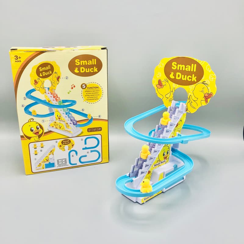 Electric Duck Climbing Stairs Toy Children Roller Coaster Toy Set